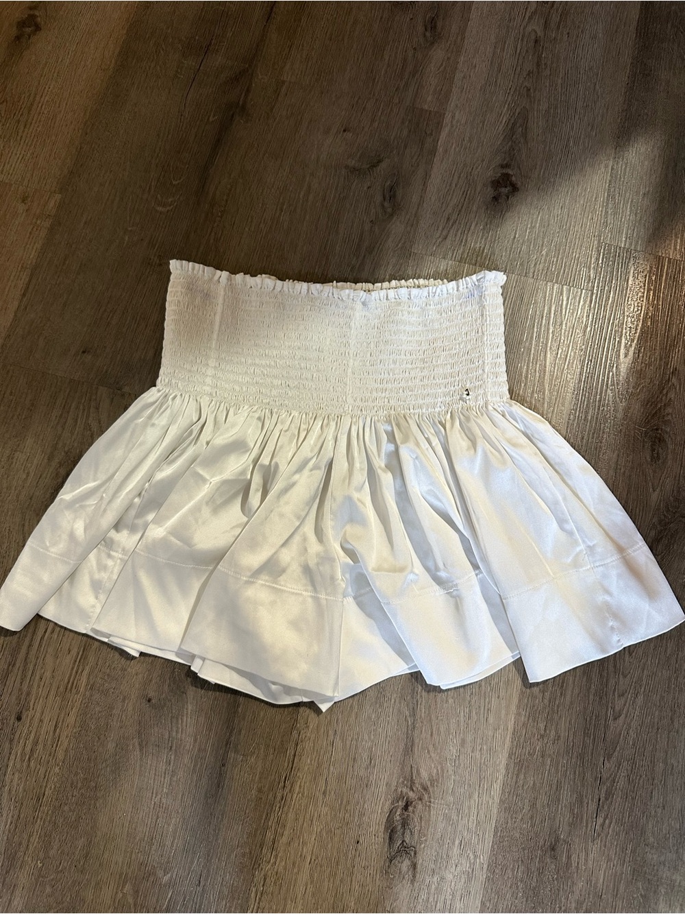 NATURAL LIFE White Smocked Waist Ruffled Mini Shorts